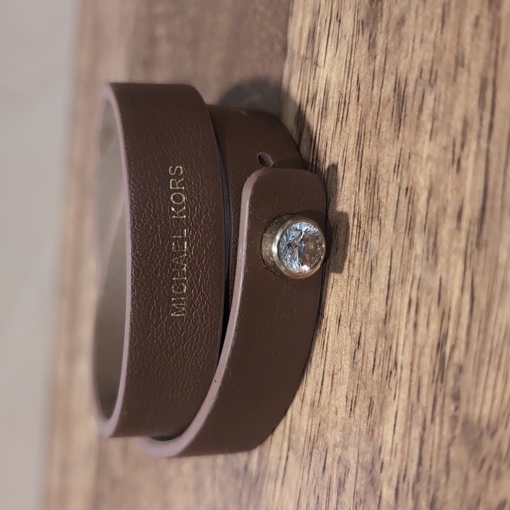 Michael Kors Brown Leather Wrap Bracelet